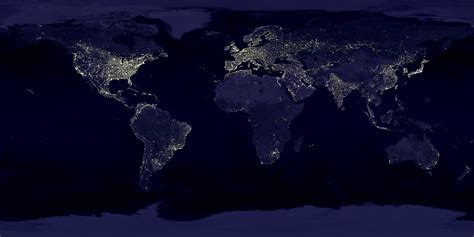 The City Lights Of The World Satellite Poster Map 24 x 48 inch