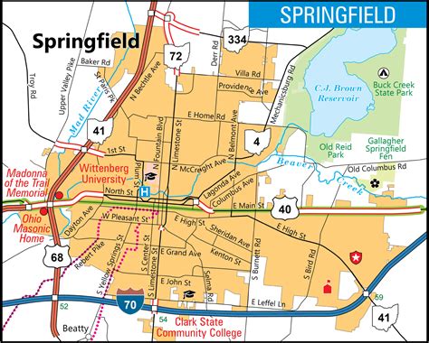 Springfield Ohio Wall Map (Basic Style) by MarketMAPS MapSales