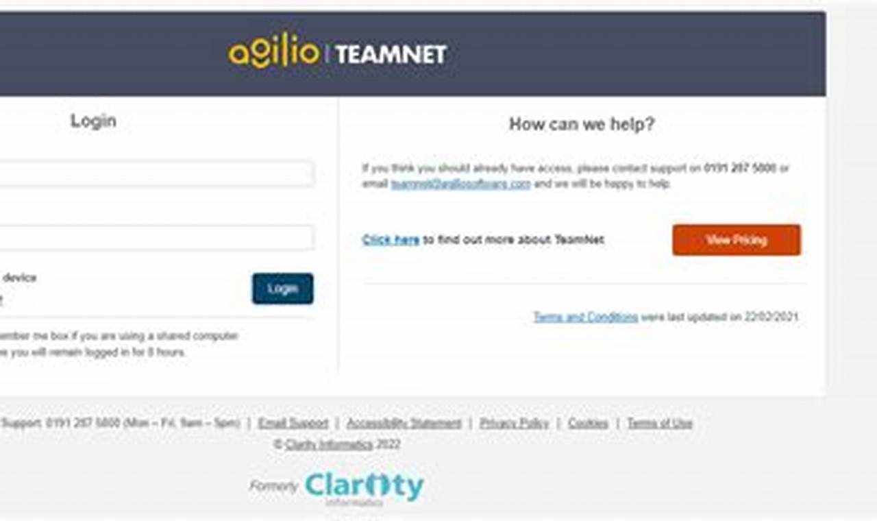 Clarity Teamnet login