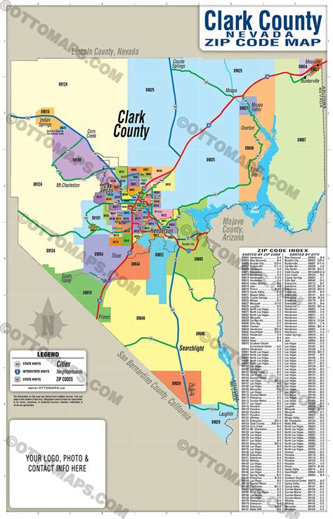 Clark County Zip Code Map (Nevada)