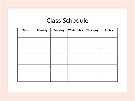 Free Class Schedule Template Printable Class schedule template, Schedule template, Class schedule