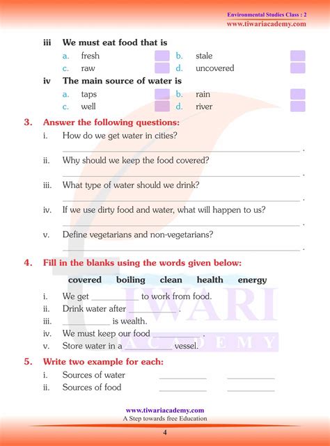 Class 3 Evs Chapter 2 Worksheet