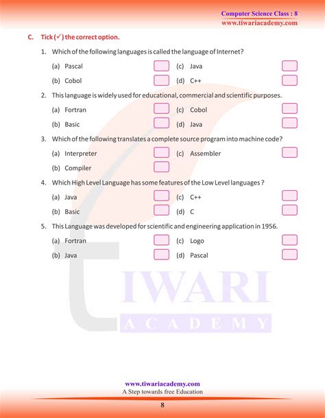 Class 8 Computer Chapter 1 Question Answer