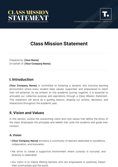 Class Mission Statement Template