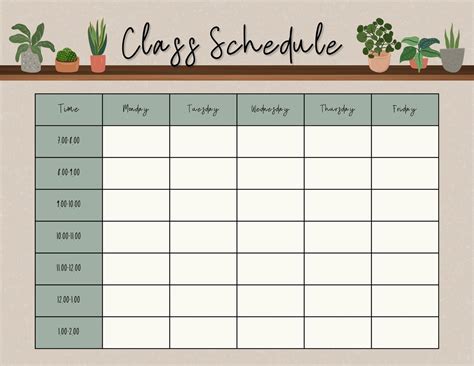 Class Schedule Printables