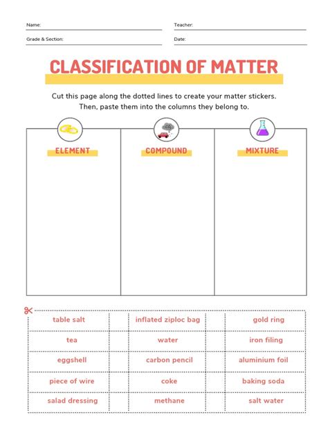 Classification Of Matter Worksheet Pdf - worksheet