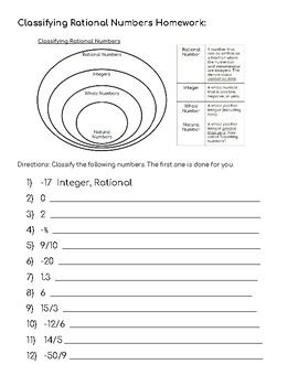 Classifying Rational Numbers Practice/Homework by This Bisch LOVES Math