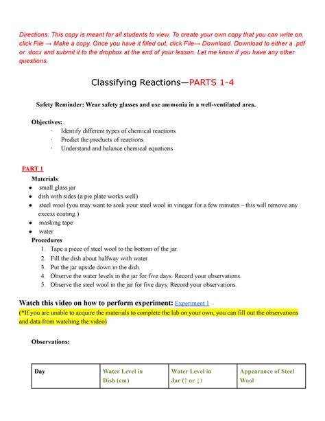 Classifying Reactions Lab: A Comprehensive Guide from Connections Academy - Boost Your Chemistry Knowledge with our Step-by-Step Experiment