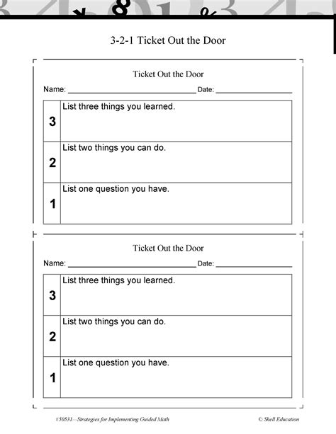 Classroom Exit Ticket Template