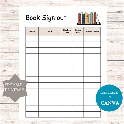 Classroom Book Sign Out Sheet Free Printable