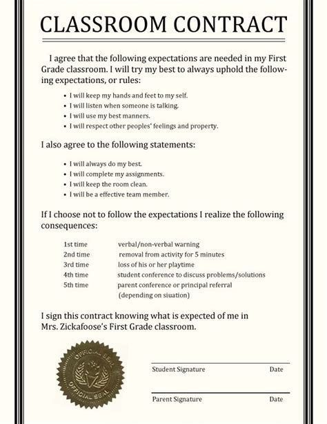 Classroom Contract Template