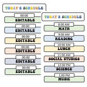 Classroom Daily Schedule Template