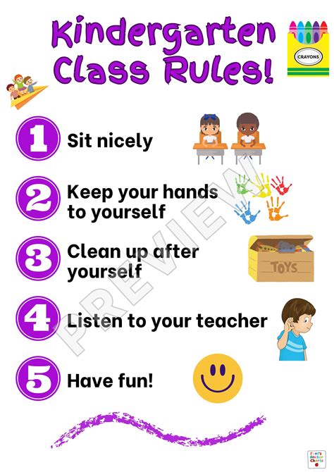Classroom Rules For Kindergarten With Pictures