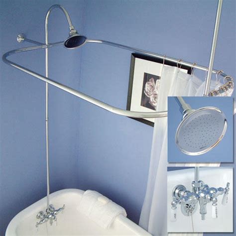 Rim Mount Clawfoot Tub Hand Shower Kit Swing Arms D Style Shower Ring Bathroom Tub