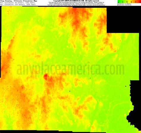 Clay County topographic map, elevation, relief