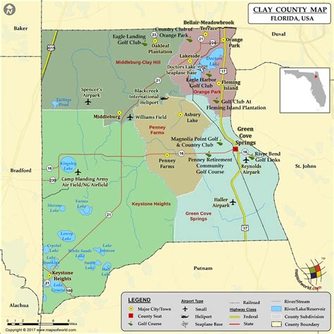 Clay County Road Network Color, 2009 Clay county, Green cove springs