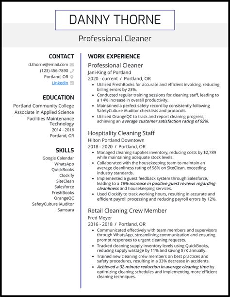 Cleaner Resume Template