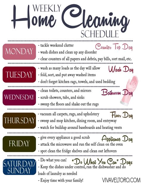 Free Downloadable Weekly Cleaning Checklist