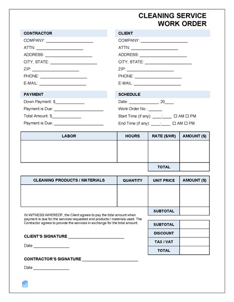Commercial Cleaning Schedule Template BUNZL Cleaning & Hygiene