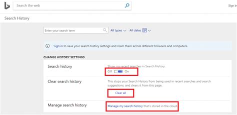 Clear Bing Search Bar History