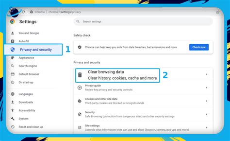 Clear Browsing Data (Cache) in Chrome