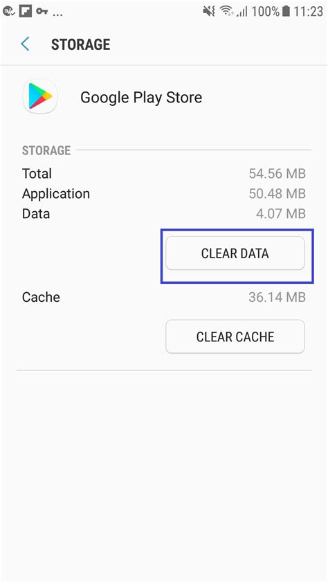 Clear Cache and Data in Google Play Store