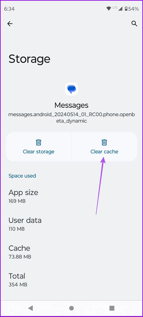 Clear Cache of the Messages App