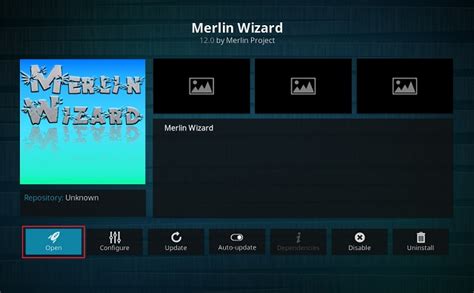 Clear Cache on Kodi Using Merlin Wizard Add-on