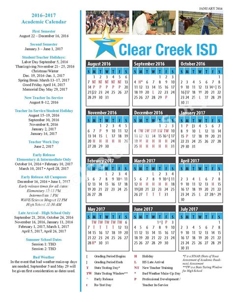 Clear Creek Calendar