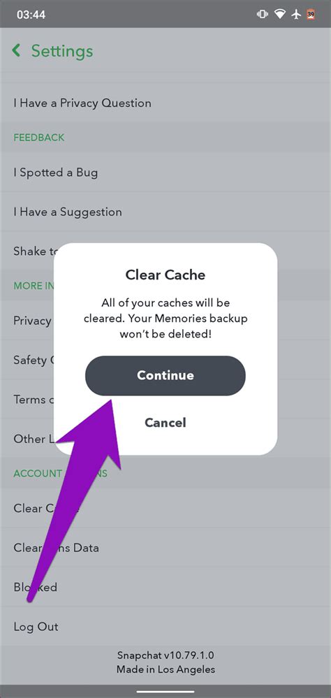 Clear Snapchat’s Cache Files