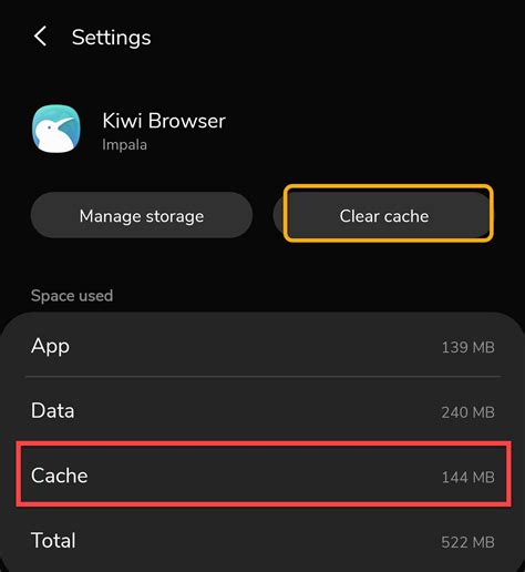 Clear cache in android