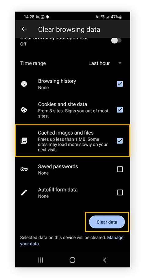 Clear the Microsoft Edge Cache on Android