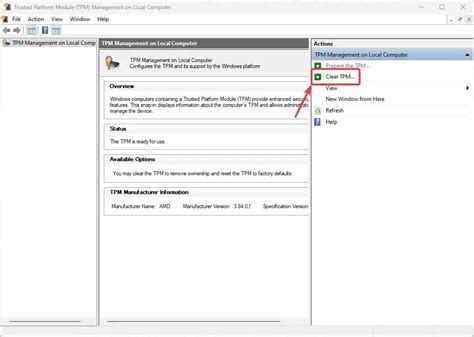 Clear the TPM Keys in Windows