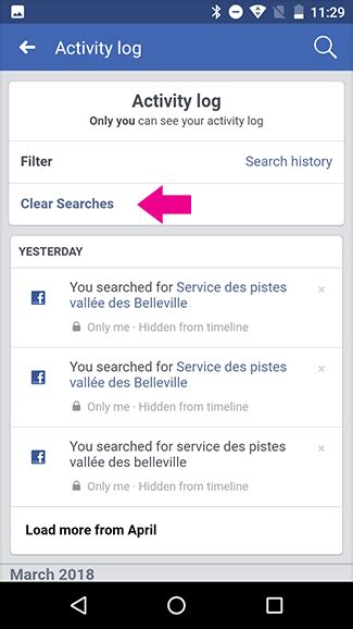 Clear your Facebook Search History in Android