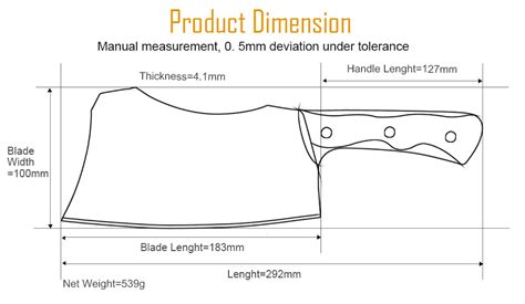Cleaver Knife Dimensions