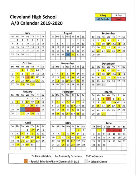 Cleveland Elementary Calendar