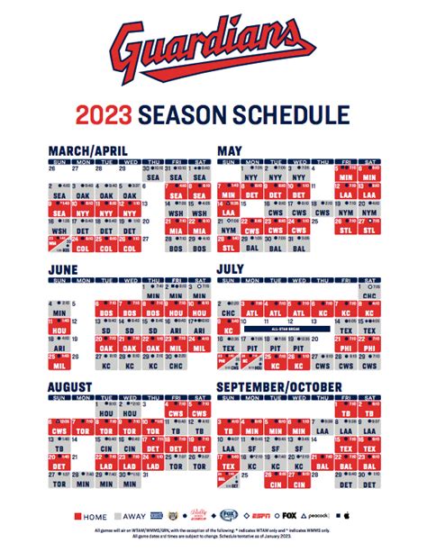 Cleveland Guardians Schedule 2023 Printable