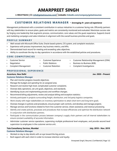 Client Relationship Manager Resume