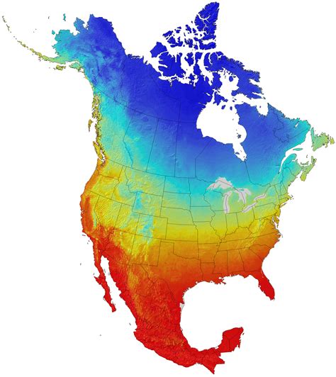 North america climate zones map geographic Vector Image