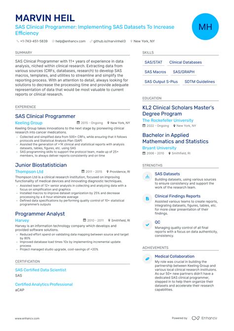 Clinical Sas Programmer Resume Sample
