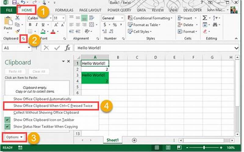 Clipboard Excel Shortcut