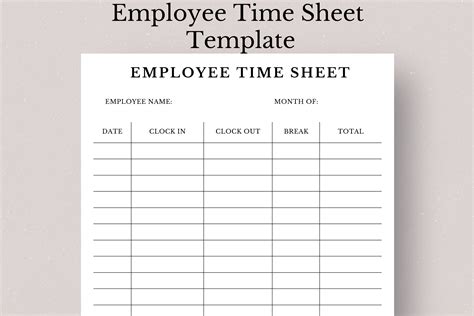 Clock In And Out Sheets Printable