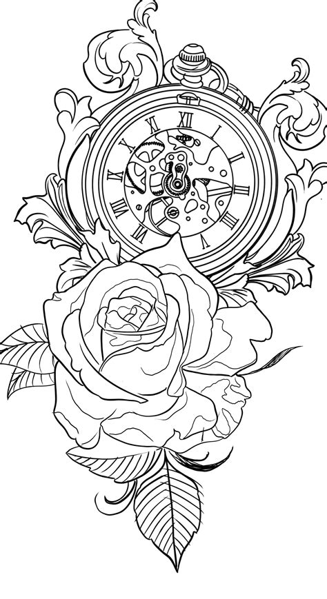 Clock Tattoo Stencil
