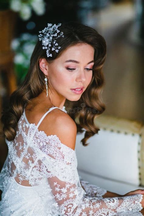 Close Portrait Young Beautiful Bride