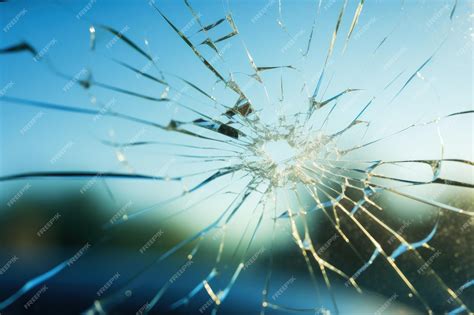 Close-up of a cracked windshield