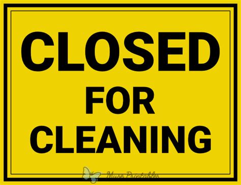 Closed For Cleaning Sign Printable