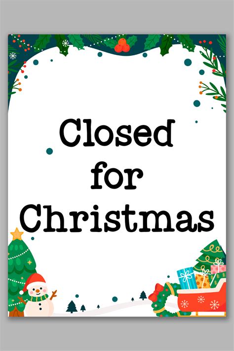 Closed For Holiday Sign Template