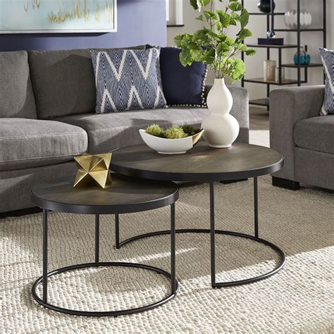 Closeout Round Black Coffee Table Set