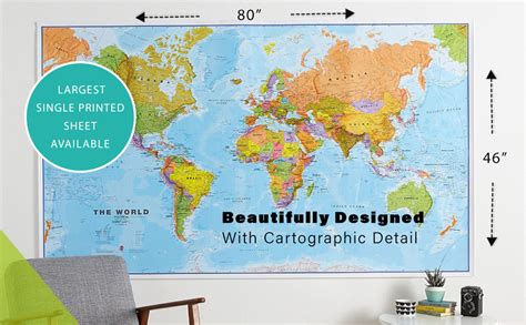 Fabric World Map Panel 35 X 60