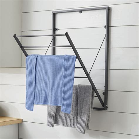 Easily Adjustable Folding Design Stainless Steel Wall Mount Clothes Drying Racks Set of 2